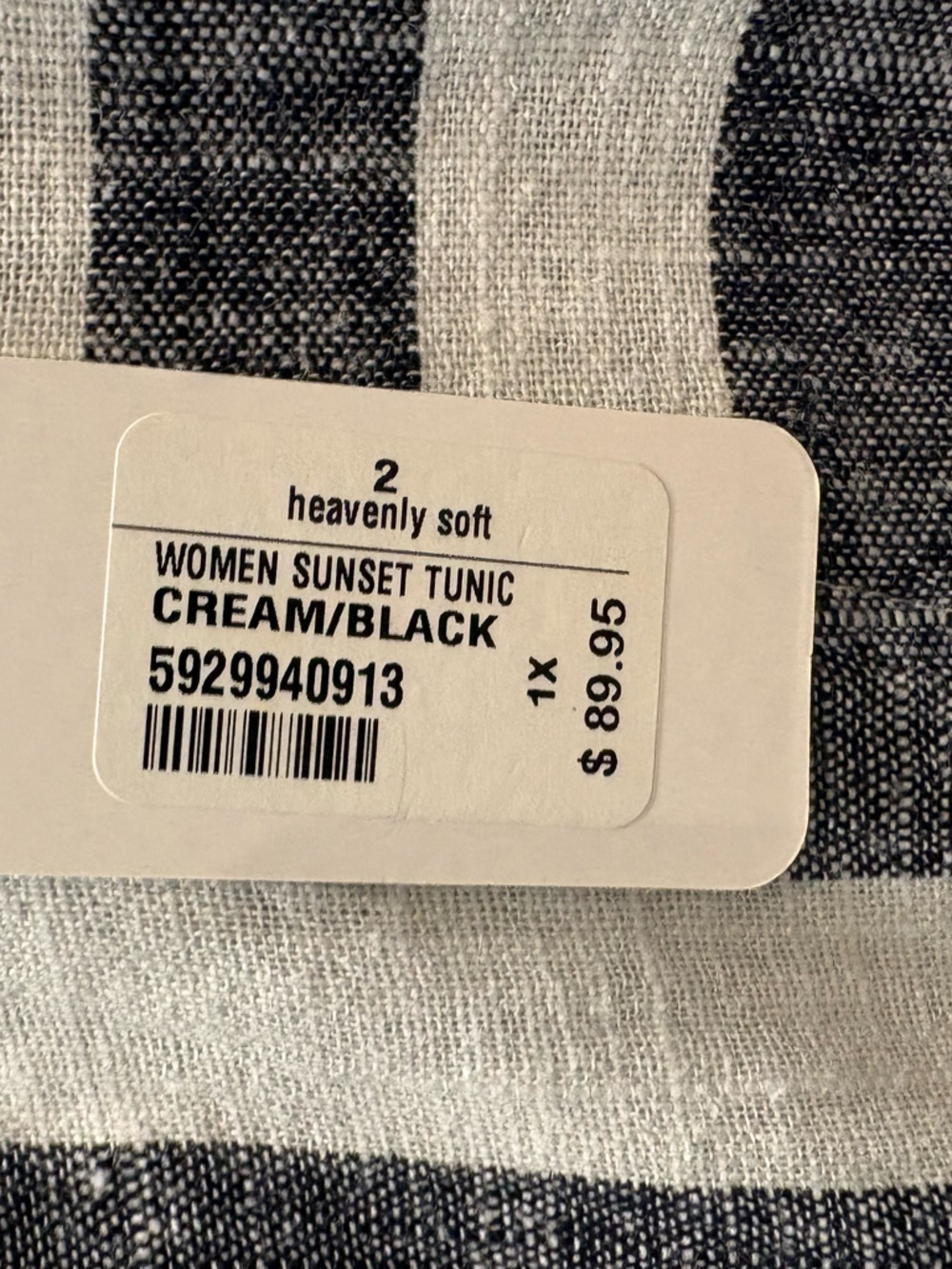 NWT Soft Surroundings Cold Shoulder Black and Cream Stripe Top Tunic, 1X - Picture 3 of 9